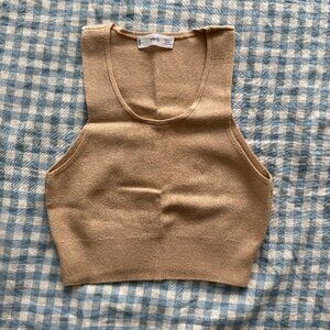 Mango sweater knit cropped tank top XS